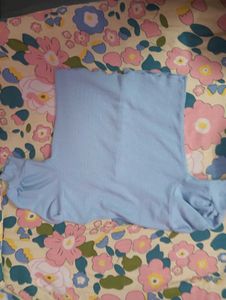 Cute Light Blue Puff Sleeve Top