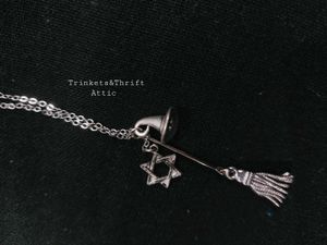 Witch&#39;s hat/broom Charm Necklace