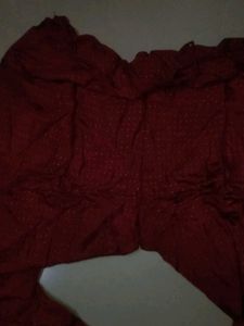 Burgundy Polka Dot Churidar Set Of Embroidery Kurt