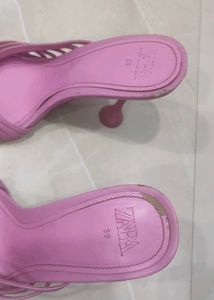 Zara Pink Heeled Sandals - Size 39