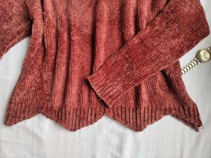 Chenille Velvet Mock Neck Sweater