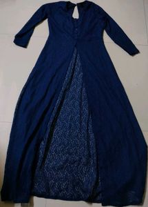 Elegant Navy Blue Lace Maxi Dress