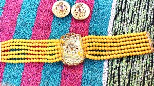 Yellow Neckline With Earring