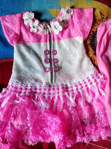 Beautiful Pink Frock With Leggings 1-2Y