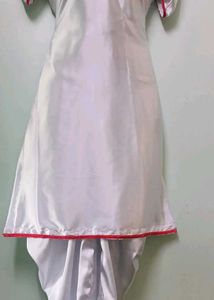 White Satin Dhoti Suit