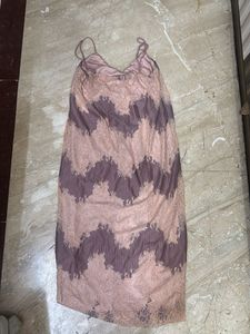 Zara Pink Mauve Delicate Lace Midi Dress