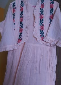 Mulmul Dress 2 Pcs With Embroidered Jacket