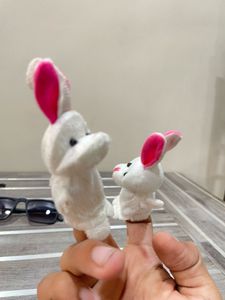 🧸✨ Adorable Bunny Finger Puppets - Set of 2! ✨🐰