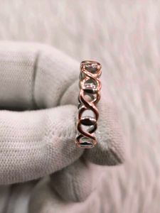 Sterling Silver &amp; Rose Gold &#39;X&#39; Ring