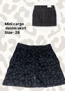 Mini Cargo Denim Skirt
