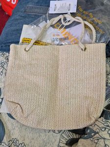 Woven Tote Bag with Sunflower