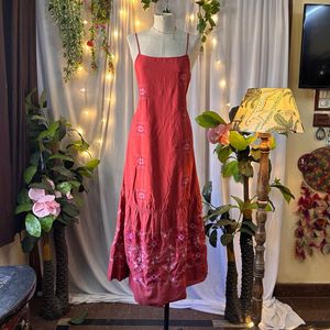 Red Embroidered Maxi Dress