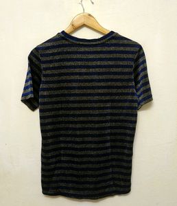 Trendy New Shinny Blue And Silver Stripe Top