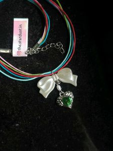 Y2K Coquette Bow Colorful Cord Necklace