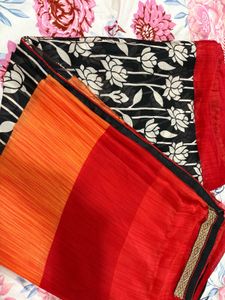 Elegant Floral Saree with Stitched Blouse(upto 38)