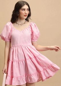 Pink Tiered Mini Dress