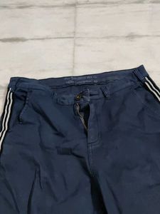 Blue Pants with Side Stripes