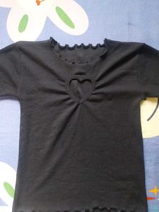 Black Heart Cutout Ruffle Top