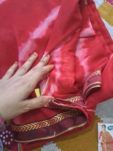 New Red Big  Bandej Saree