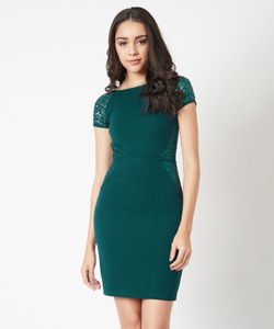 Miss Chase Party Wear Green Dress.SIZE-32-36