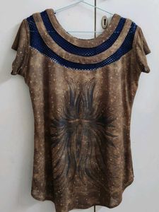 Brown Printed Top
