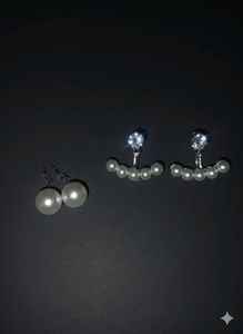 New 2 Pearl & Crystal Earring Set