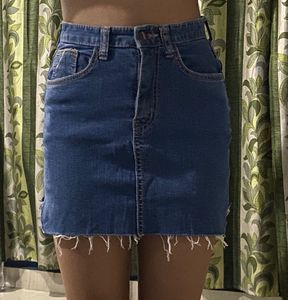 Denim Mini Skirt - Raw Hem