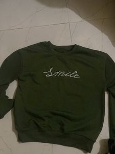 Olive Green Smile Sweatshirt