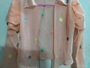 Peach Polka Dot Shrug