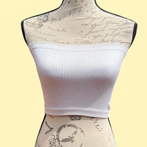 Cotton On Ribbed White Tube Top