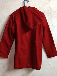 Winter Fashion Jacket Woolen Coat Hoodie Red ♥️