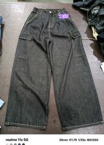 Y2K Style Dark Wash Cargo Jeans