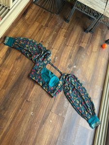 PEACOCK GREEN COLORED EMBROIDERED BLOUSE