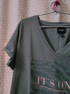 V Neck Oversized Green vero Moda Tshirt