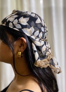Ruffled Floral Print Scarf