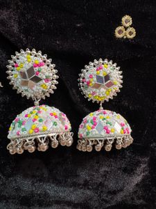Handmade Mirror Jhumka Earrings