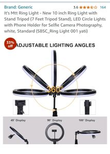 7 Feet Phone Tripod Stand With Ring Light