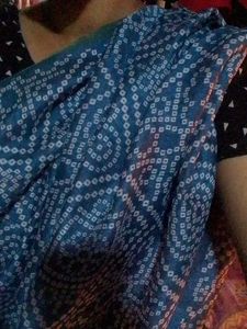 Blue Saree With White Dots