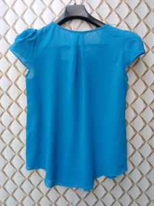 New With Tag Pinterest Vintage Blue Puff Top