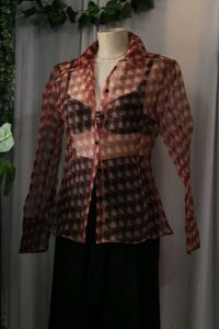 Zara Brown Checkered Sheer Shirt