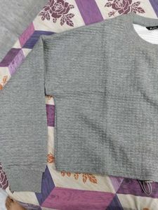 Oversized Gray Textured Top