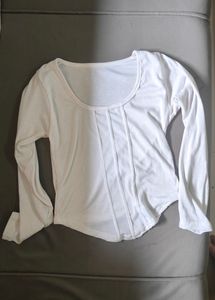 Curved Hem White Top
