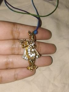 Double Side Gold Plated Lord Krishna Pendant With