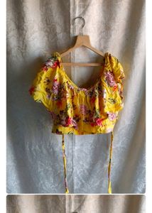 Yellow Floral Top For Summers