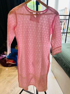 Pink Chikankari Embroidered Kurta