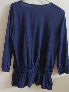 Embroidered Navy Blue Top