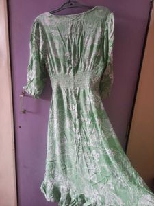 Green Floral V-Neck Dress