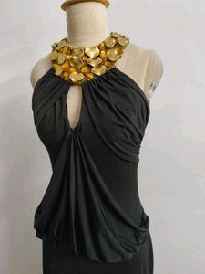 Elegant Black Halter Maxi Dress