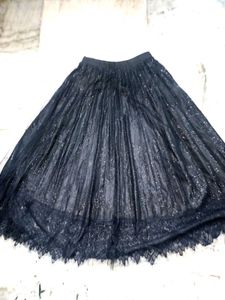 Lace Trim Midi Skirt