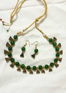 Green Beaded Necklace Set